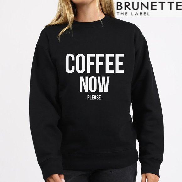 Brunette The Label Black Boxy Sweatshirt with Bold Print - Picture 1 of 5